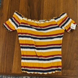 Striped Charlotte Russe Off-Shoulder Top